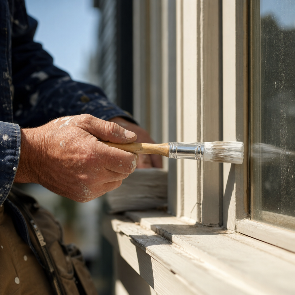 Skilled tradesperson carefully finishing a property repair
